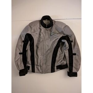 Firstgear Mens Small/Medium Mesh Motorcycle Jacket Grey Black Padded Full Zip